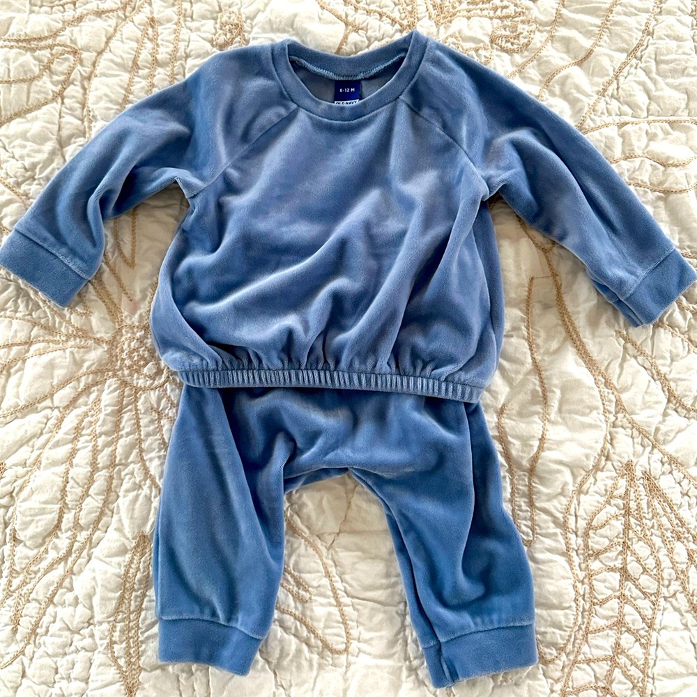 Baby Girl Light Blue Velour Set